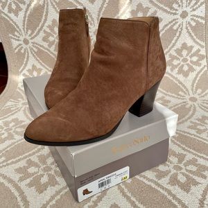 Franco Sarto Appeal Ankle Bootie in Tobacco Brown Suede
